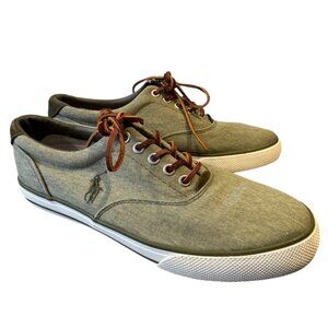 Polo Ralph Lauren Green Vaughn Canvas Sneakers Men’s 8 D Wide Shoes Casual